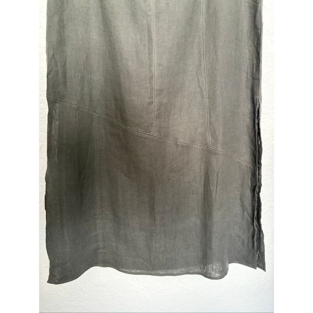 Massimo Dutti Linen Midi Skirt Washed Black Side Slit Size M NWT - Picture 8 of 12